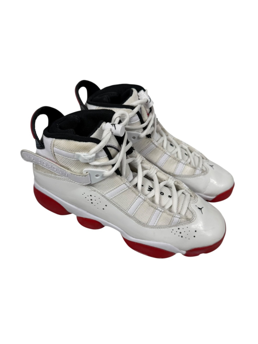 Jordan 6 Rings Home Basketball Shoes White Varsity Red Black Size 7Y 323419-160